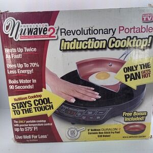 NuWave Precision Induction Cooktop 2 Portable Burner 30141 w 9in Duralon Pan NOS